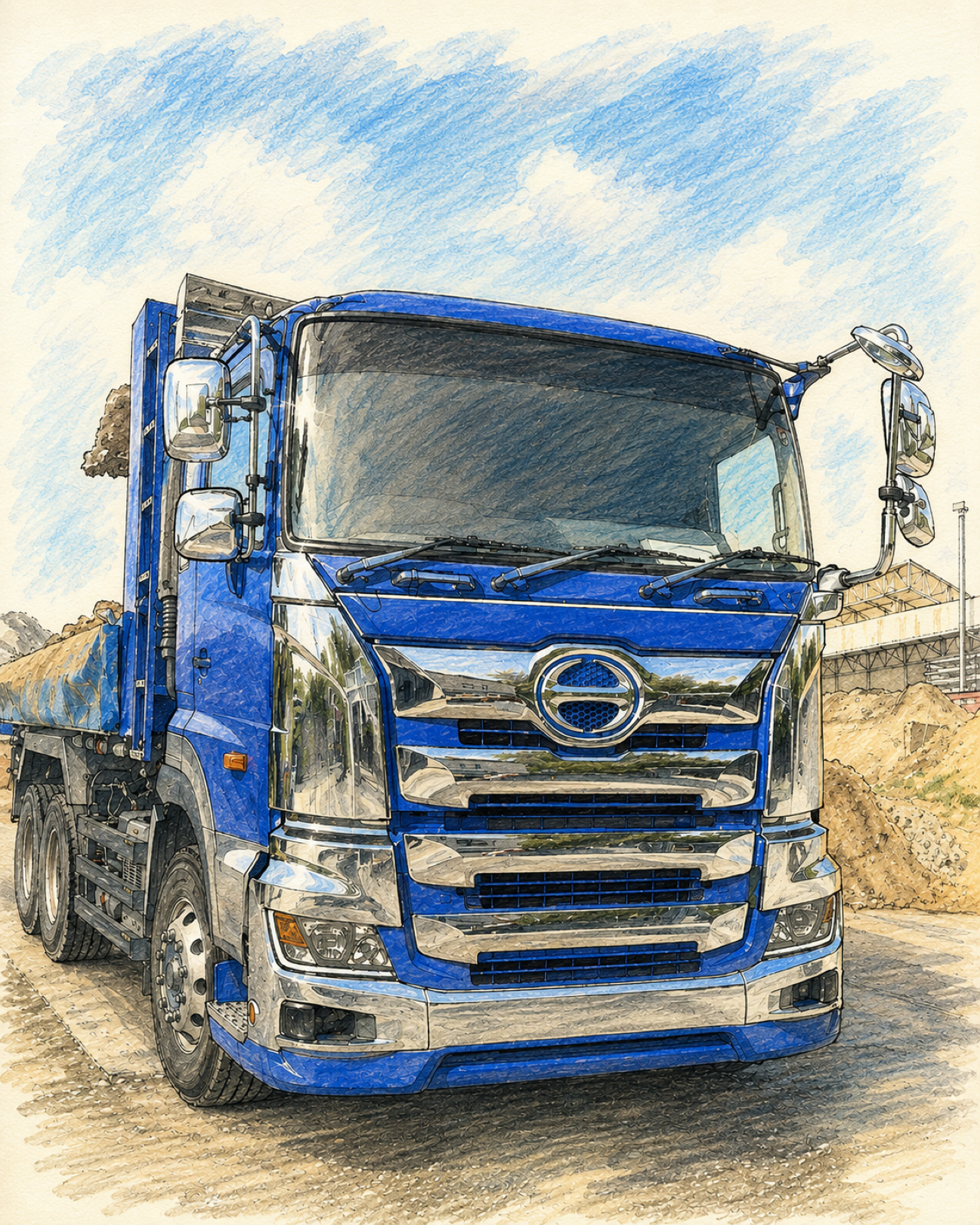 野原建材のダンプトラック イラスト